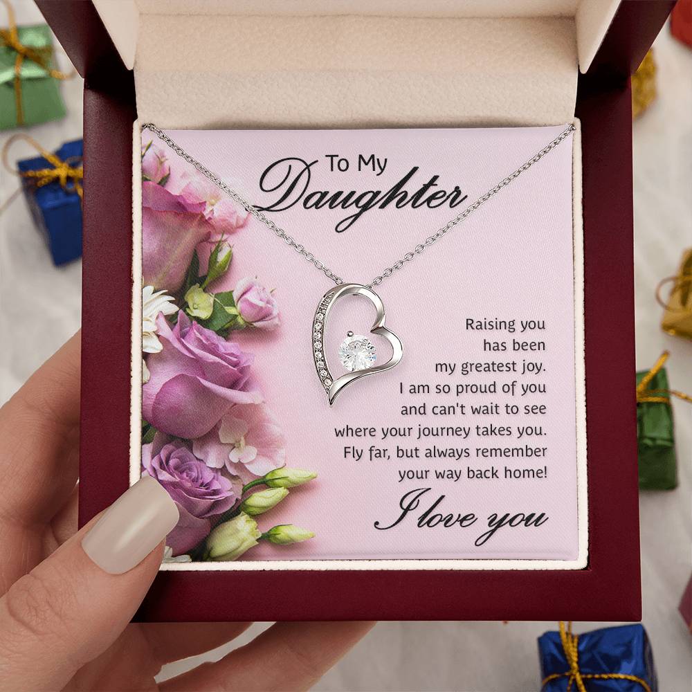 To My Daughter Necklace – Graduation Birthday Valentine’s Gift for Daughter – Forever Love Necklace