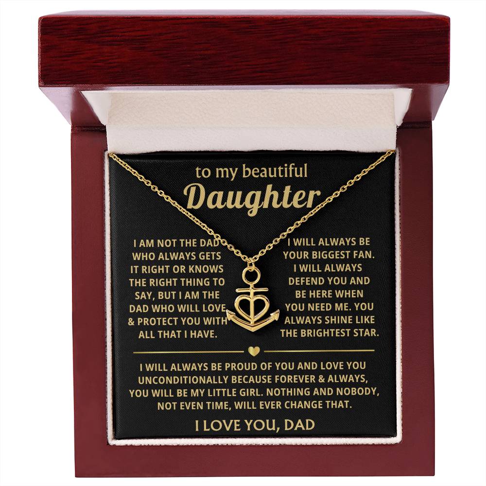 To My Daughter Necklace Gift from Dad for Birthday, Graduation, Christmas & Valentine's Day - Anchor Pendant Necklace