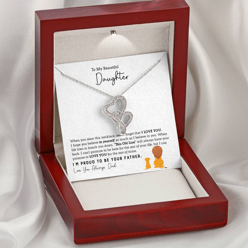 To My Daughter Necklace - I am so proud to be your father - Daughter Gift from Dad - Heart-to-heart Pendant Necklace