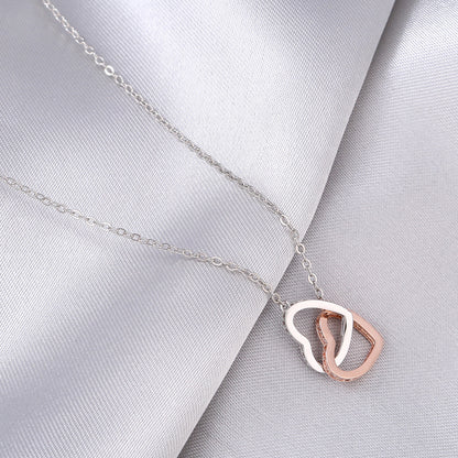 Romantic Heart Necklace for Mom with Rose Gold