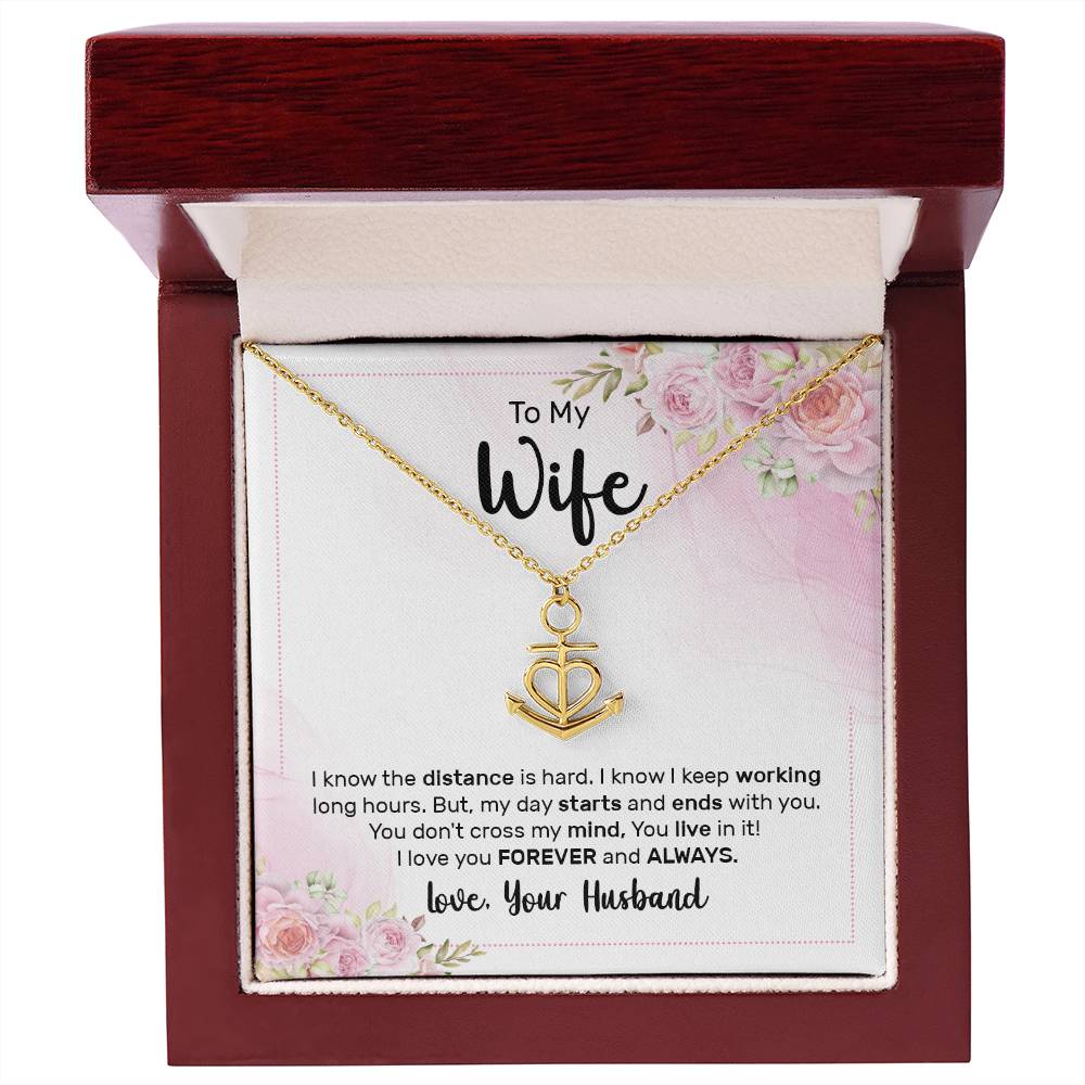 To My Wife Necklace - Best Romantic Jewelry Gift from Husband for Birthday, Anniversary, Valentine’s Day & Special Gifting - Anchor Pendant Necklace
