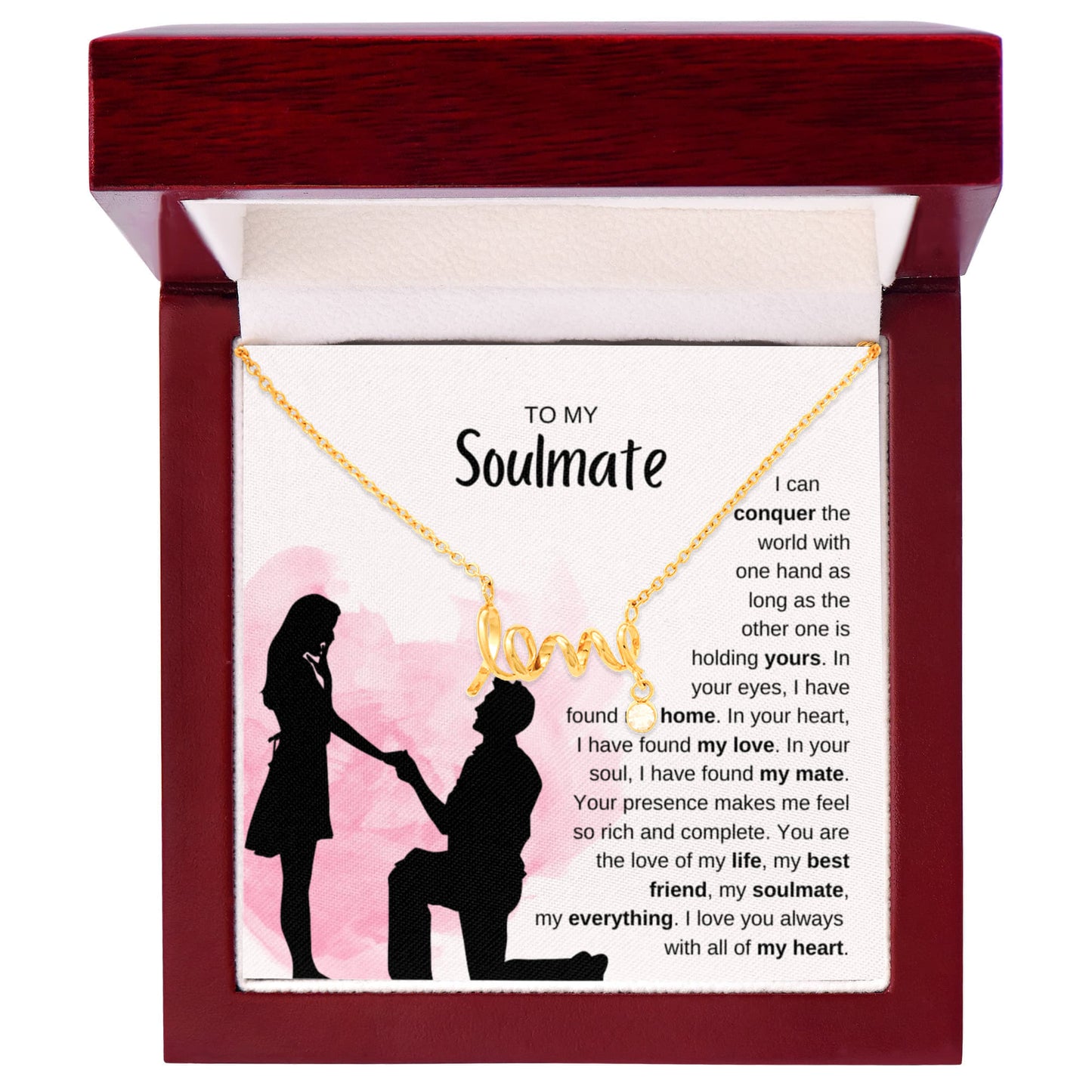 To My Soulmate Necklace - Unique Soulmate Gift for Her for Birthdays & Surprise Moments - Scripted Love Necklace