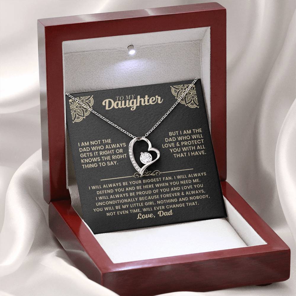 To My Daughter Necklace from Dad - Birthday Gift with Love, Support & Pride - Forever Love Necklace