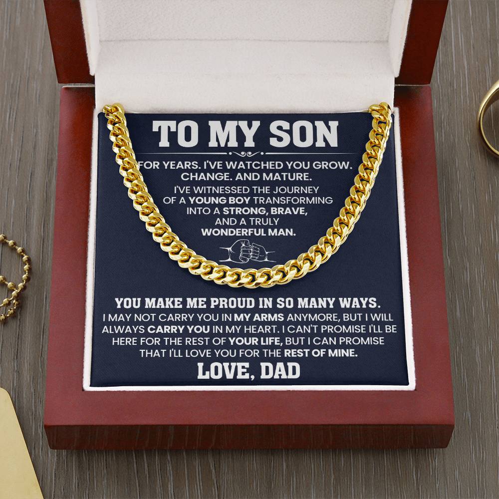 To My Son - You make me proud in so many ways - Cuban Link Chain Gift from Dad
