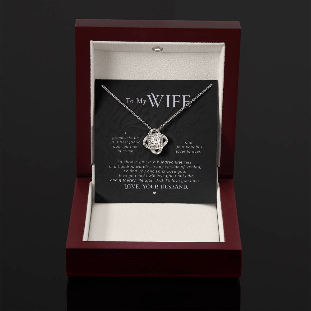 Best Gift for Wife from Husband - Emotional Love Jewelry for Birthday, Valentine’s Day, Anniversary & Christmas - Love Knot Necklace