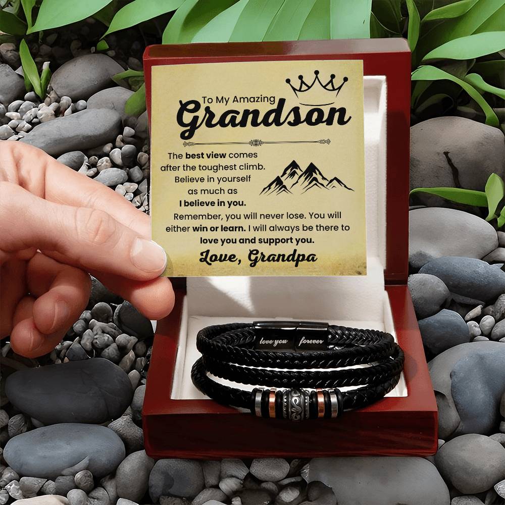 Grandson Gift from Grandma – Christmas, Graduation, Birthday – Love You Forever Bracelet