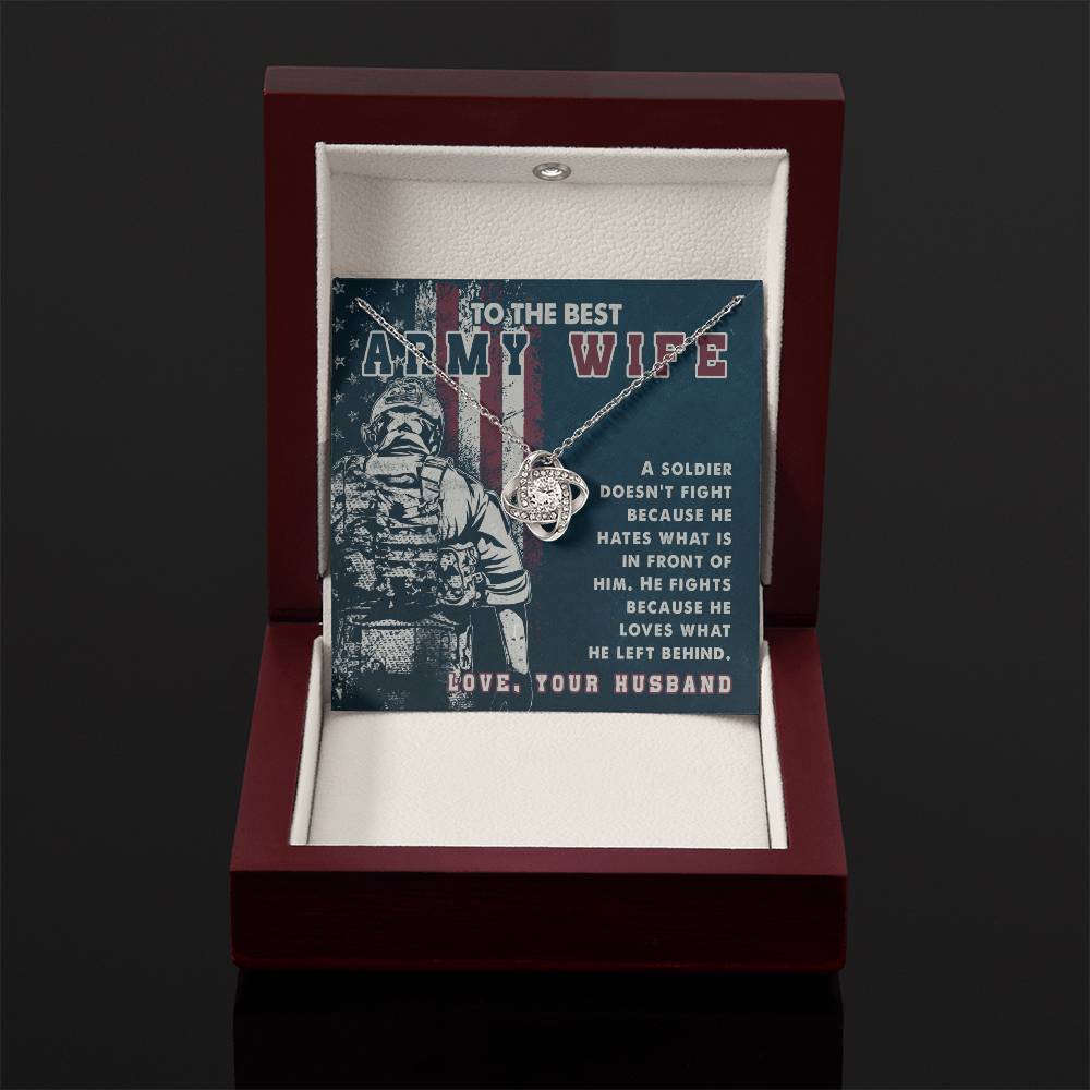 To The Best Army Wife - Heartfelt Jewelry from Husband - Love Knot Necklace