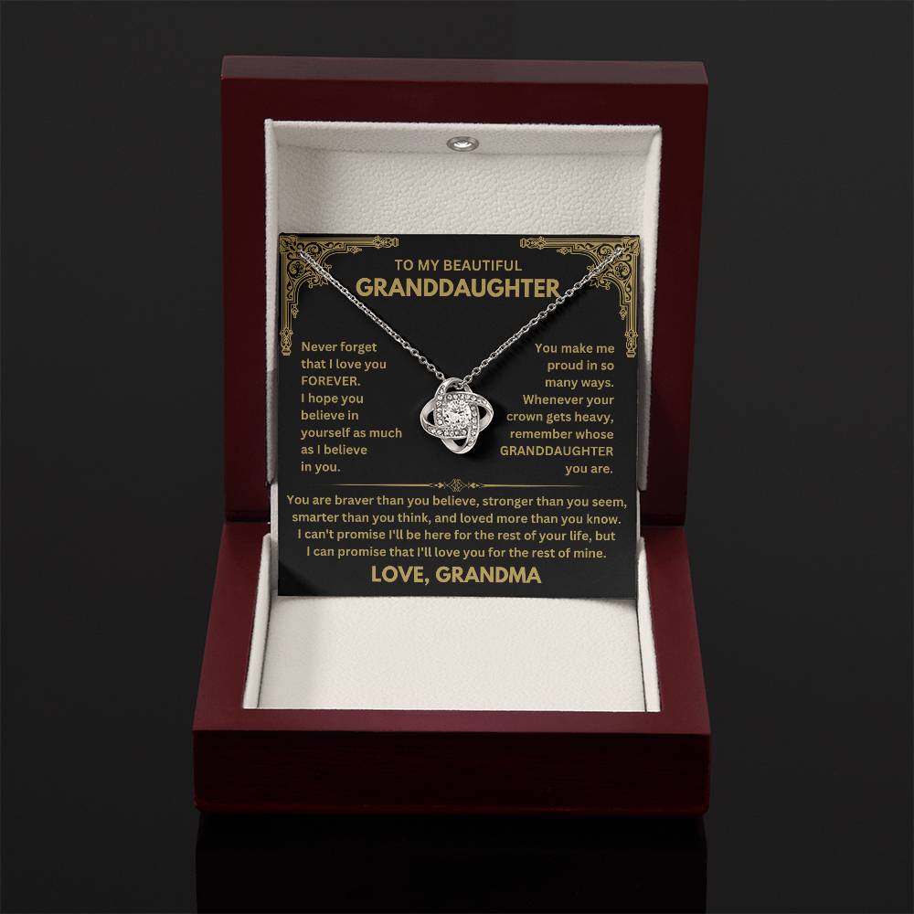To My Granddaughter Necklace – Birthday & Valentine’s Gift from Grandma – Love Knot Necklace