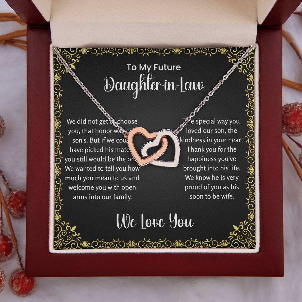 To My Future Daughter In Law - Interlocking Hearts Necklace - Gift for Bonus Daughter