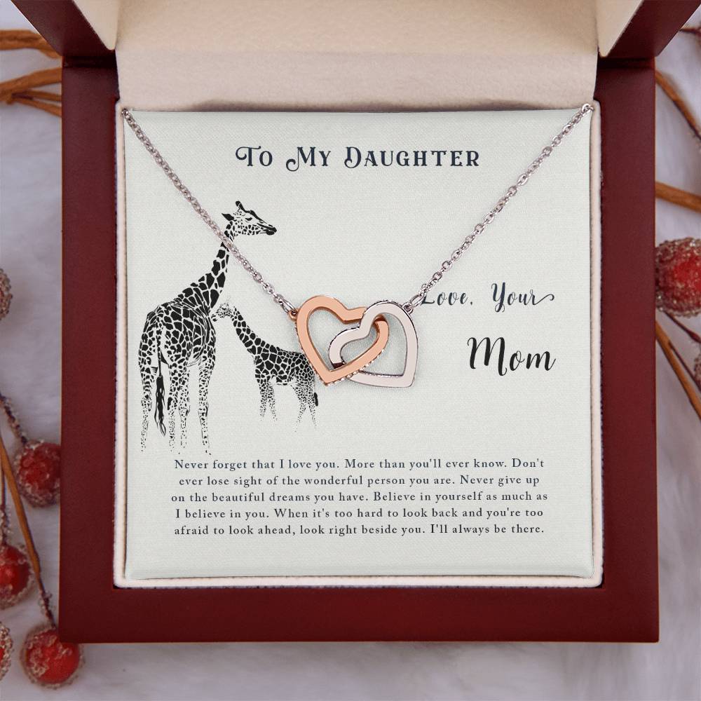 To My Daughter Necklace - Best Gift for Daughter’s Birthday from a Loving Mom - Interlocking Hearts Necklace
