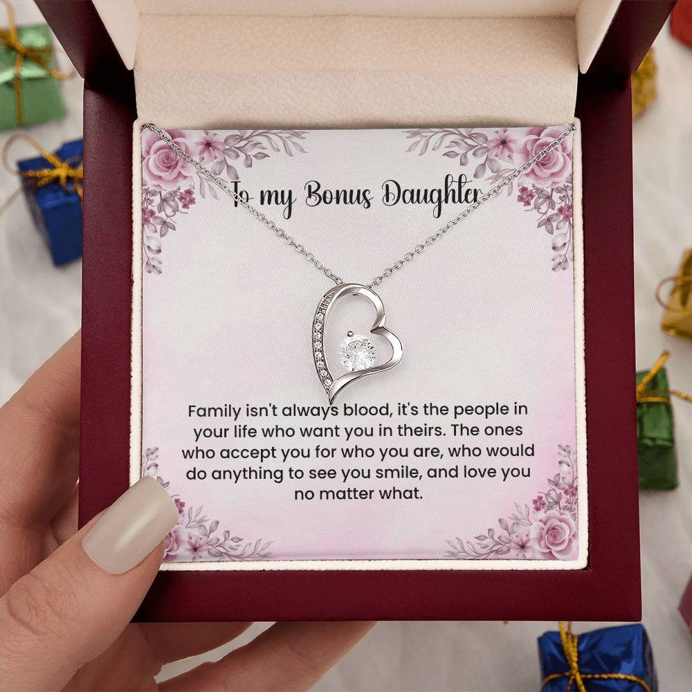 To My Bonus Daughter Necklace - Forever Love Necklace - Gift for Bonus Daughter