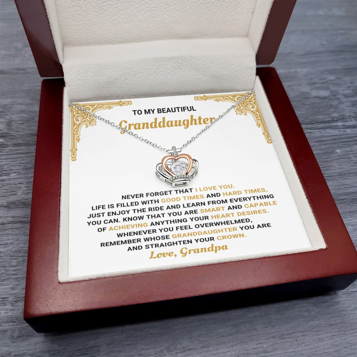 To My Granddaughter Necklace – Bestseller Granddaughter Gift: Birthday Graduation – Crown Pendant Necklace