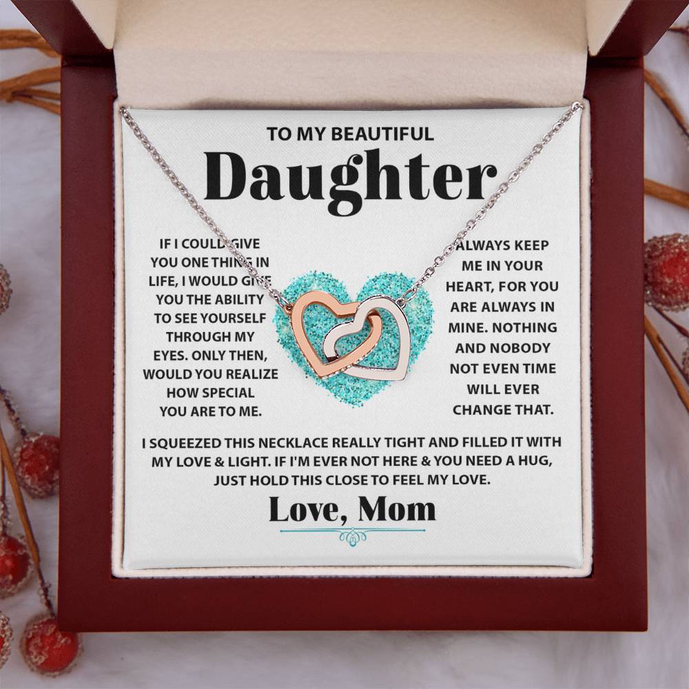 To My Daughter Necklace – Mom’s Choice for Daughter Birthday Graduation – Interlocking Hearts Necklace