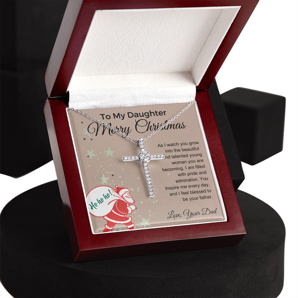 To My Daughter - Pride and Admiration CZ Cross Necklace