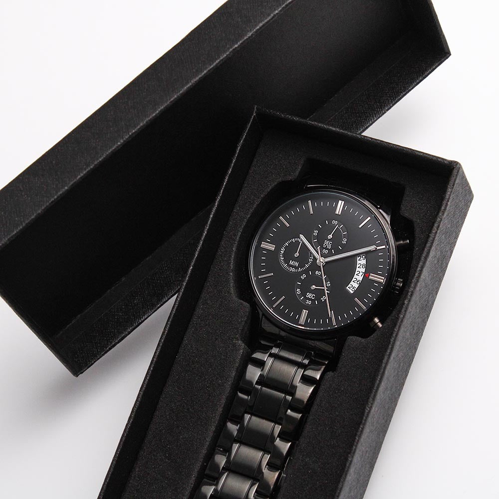To My Boyfriend Gift, Love You Forever Black Chronograph Watch