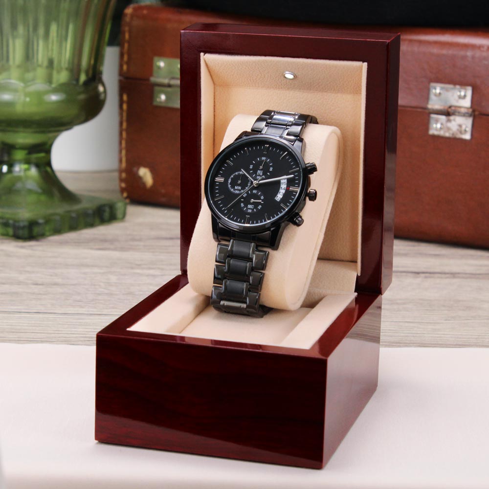 To My Boyfriend Gift, Love You Forever Black Chronograph Watch