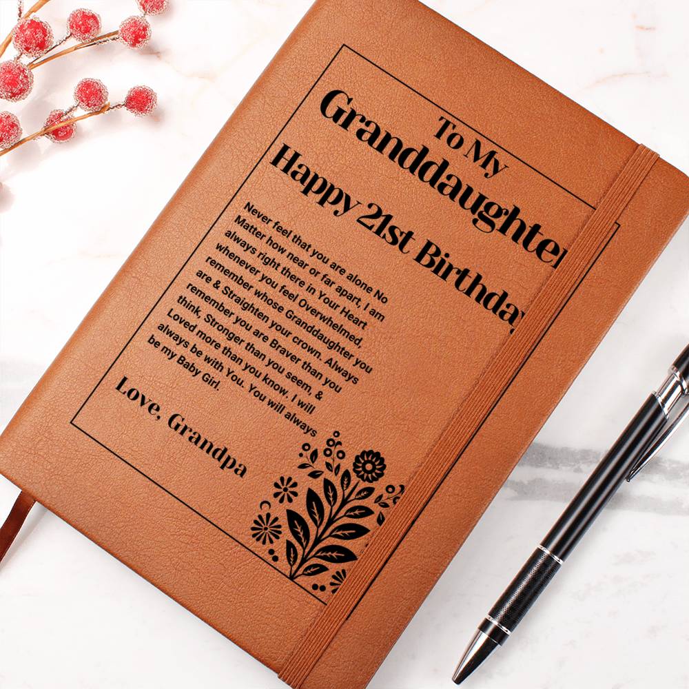 21st Birthday Gift For Granddaughter from Grandpa | Graphic Leather Journal