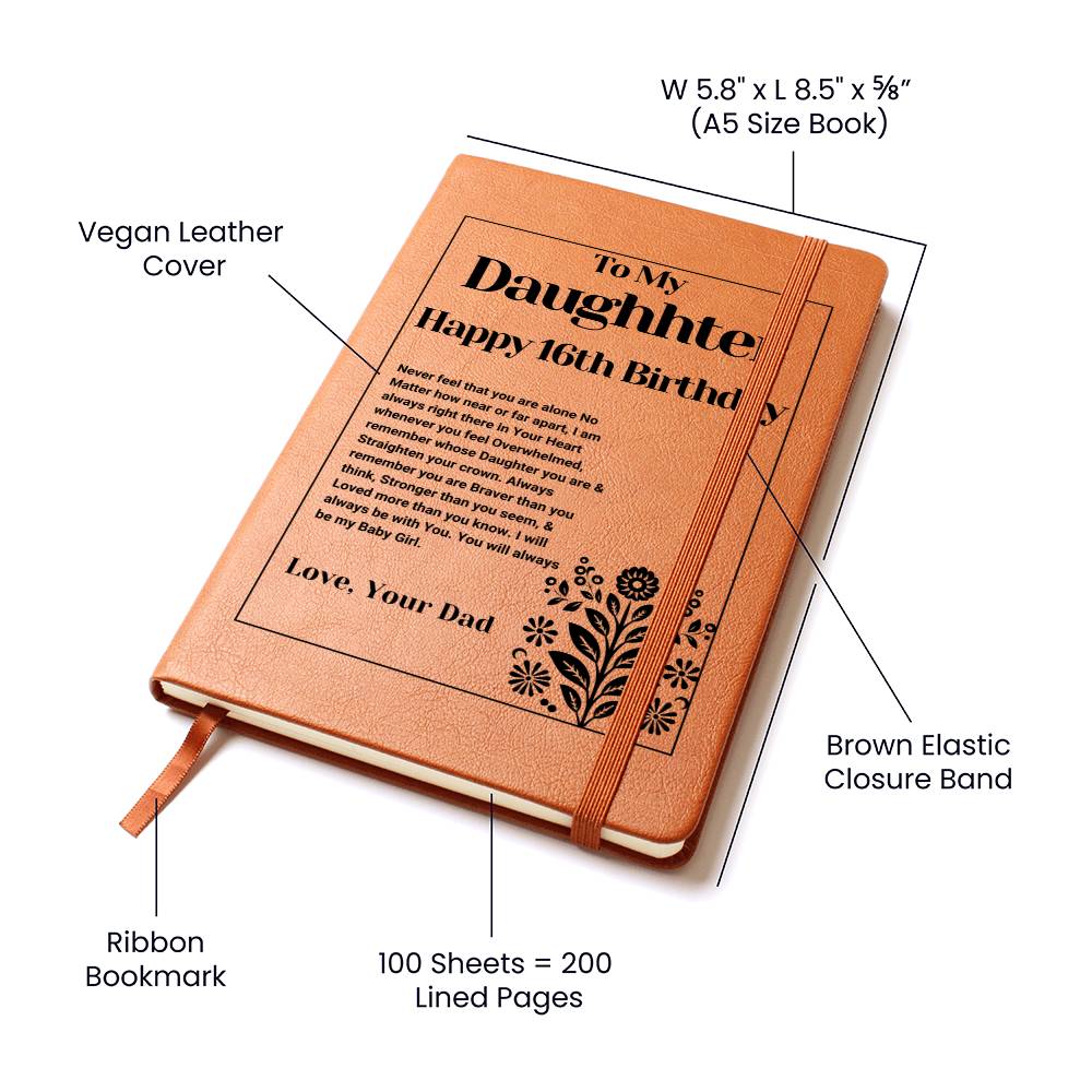 To My Daughter | 16th Birthday Gifts For Daughter | Graphic Leather Journal