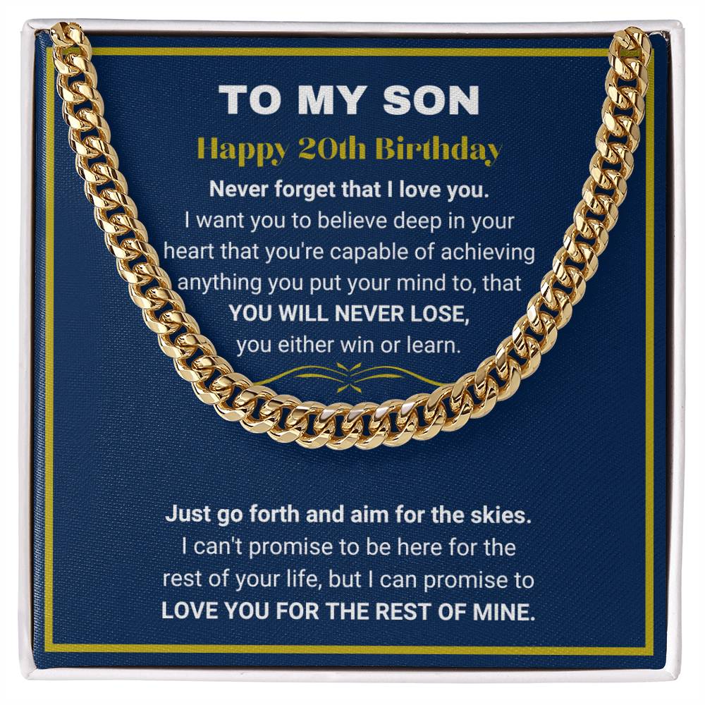 20th Birthday Gift for Son From Parents | You Either Win Or Learn Cuban Link Chain