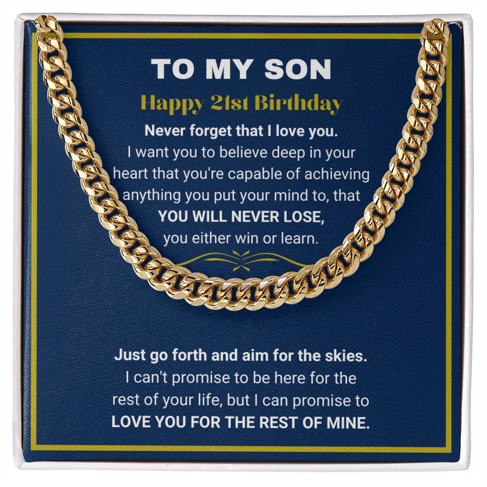 21st Birthday Gift for Son From Parents | You Either Win Or Learn Cuban Link Chain