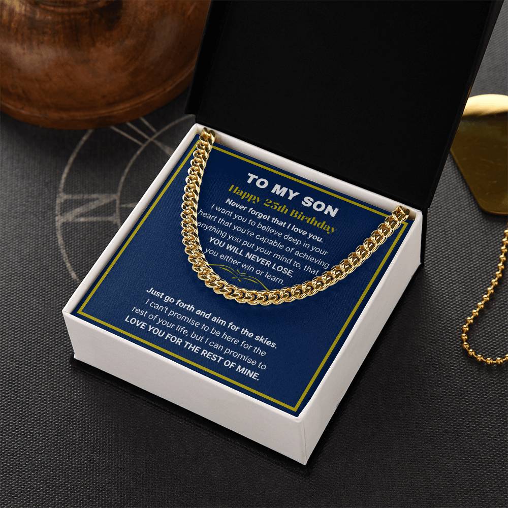 25th Birthday Gift for Son From Parents | You Either Win Or Learn Cuban Link Chain