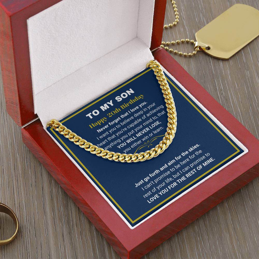20th Birthday Gift for Son From Parents | You Either Win Or Learn Cuban Link Chain