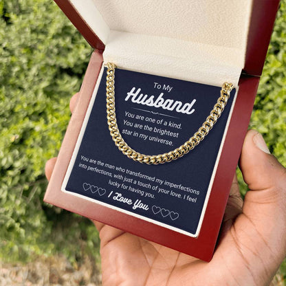 To My Husband Gift from Wife, Brightest Star In My Universe - Cuban Link Chain for Hubby