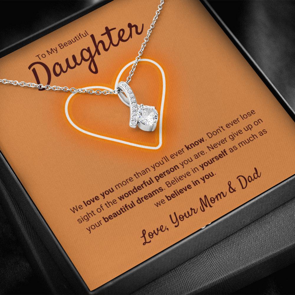 Daughter Jewelry Gift From Mom And Dad - Alluring Beauty Necklace