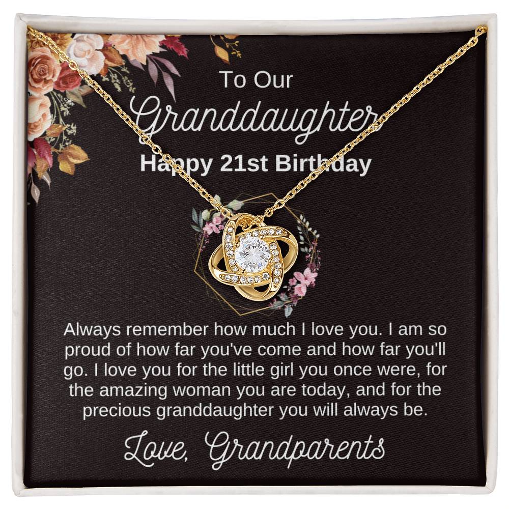 21st Birthday Gift For Granddaughter From Grandparents | Love Knot Necklace