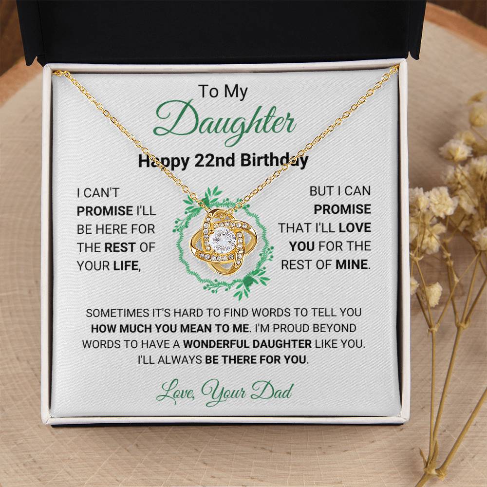 To My Daughter Gift From Dad | Happy 22nd Birthday | Love Knot Necklace