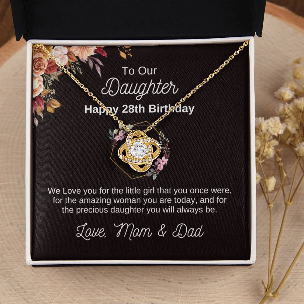 28th Birthday Gift For Daughter From Parents | Love Knot Necklace