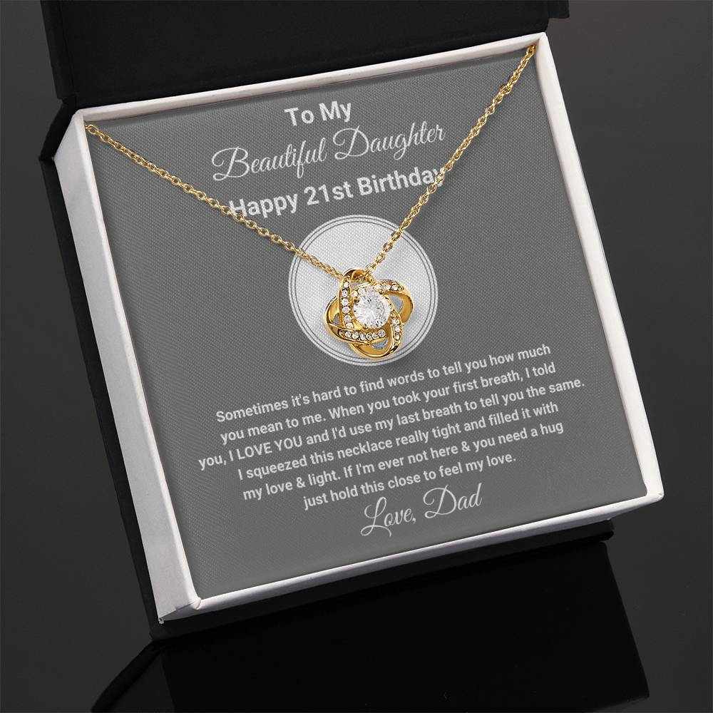 Luxury 21st Birthday Gift For Daughter From Dad | Love Knot Necklace