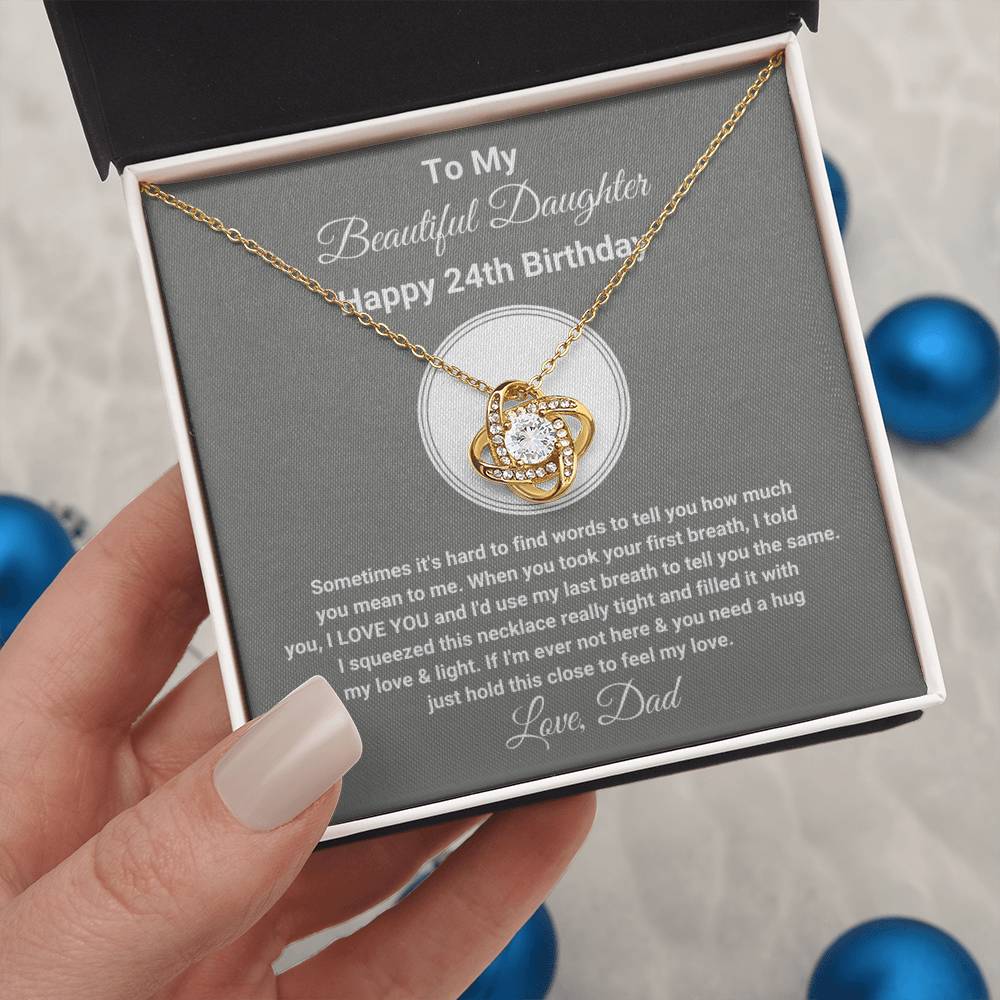 To My Beautiful Daughter | Happy 24th Birthday | Love Knot Necklace