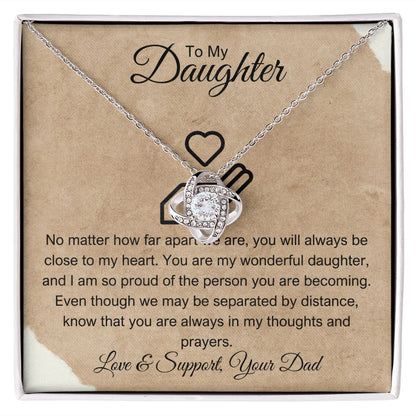 To My Daughter - Thoughts And Prayers Love Knot Necklace