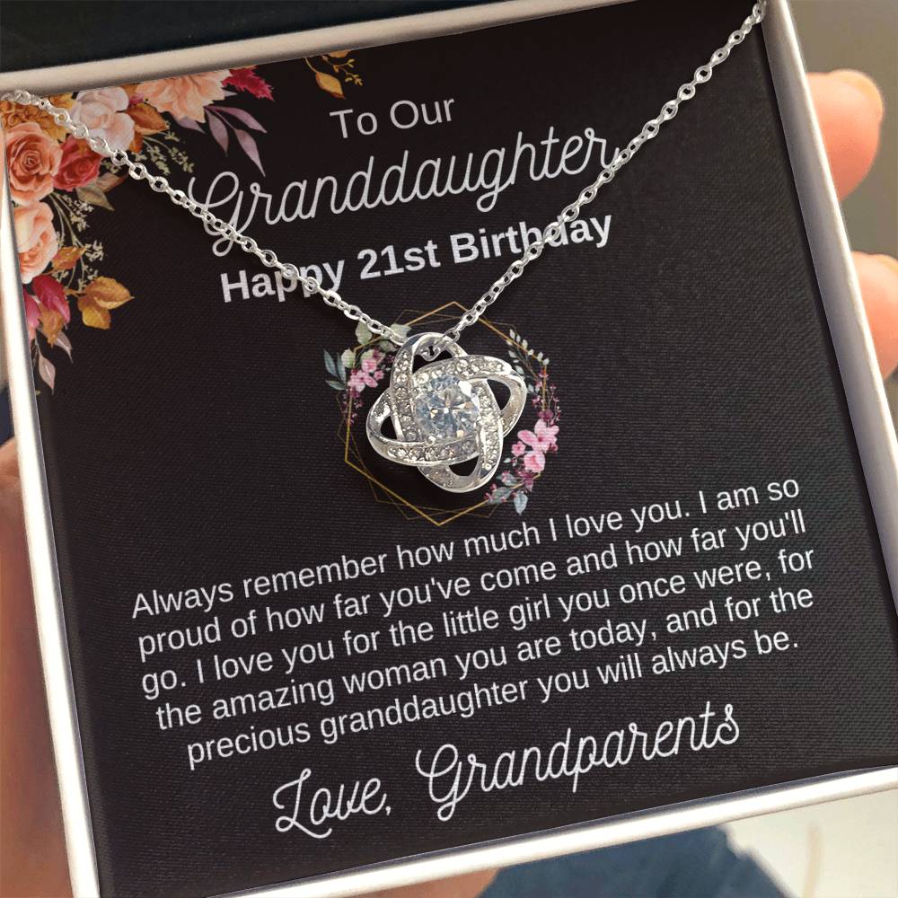 21st Birthday Gift For Granddaughter From Grandparents | Love Knot Necklace