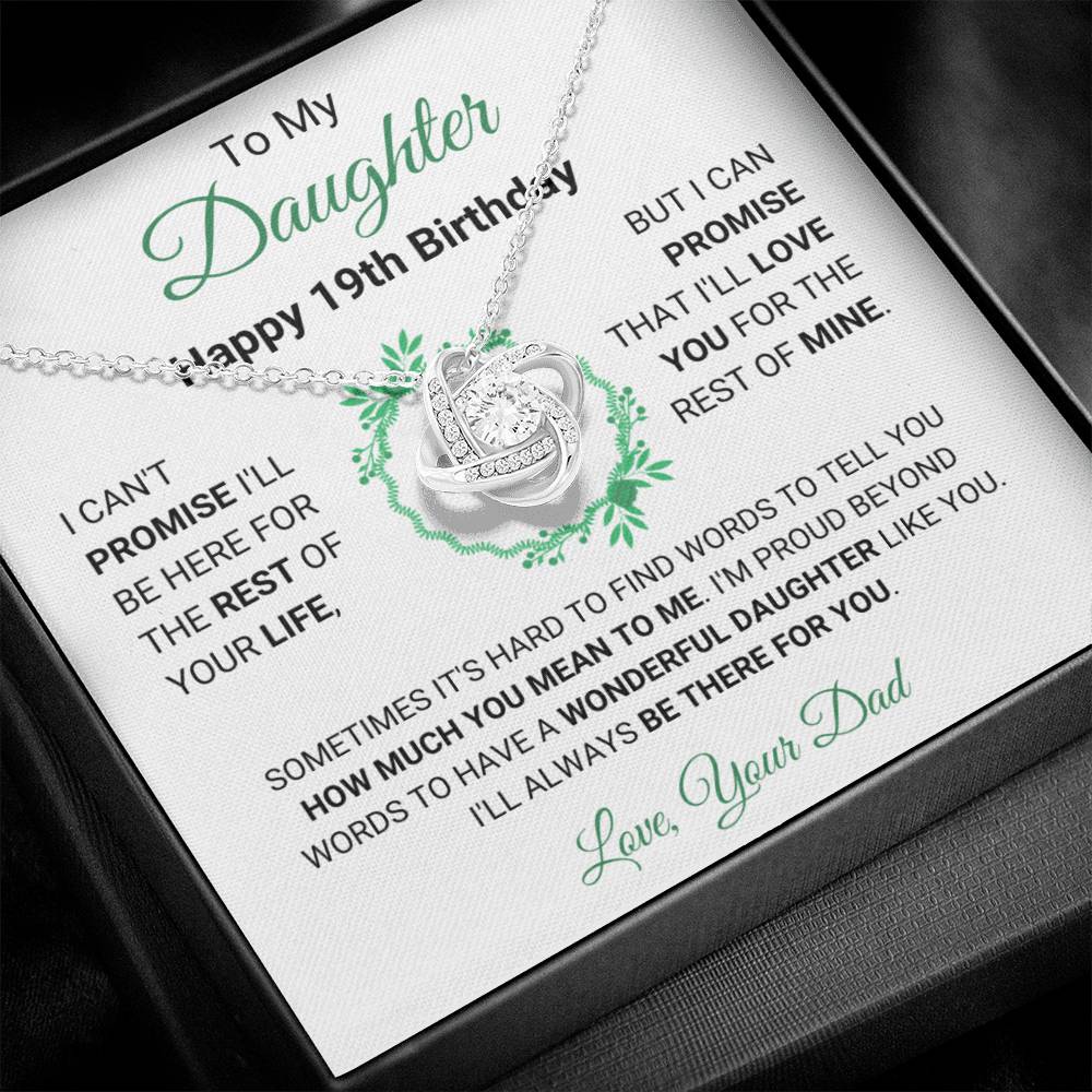 To My Daughter Gift From Dad | Happy 19th Birthday | Love Knot Necklace