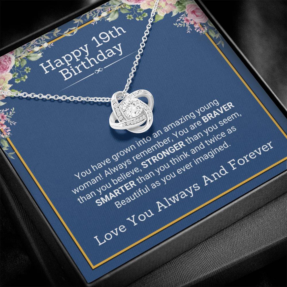 Happy 19th Birthday Gift For Her - Love Knot Necklace