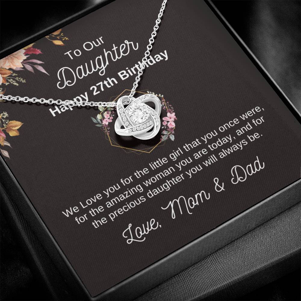 27th Birthday Gift For Daughter From Parents | Love Knot Necklace