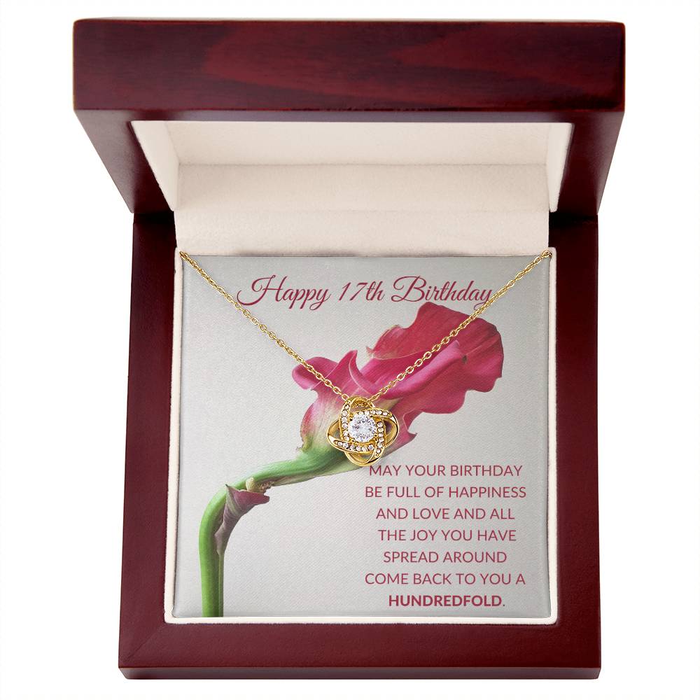 Happy 17th Birthday Gift For Her - Love Knot Necklace