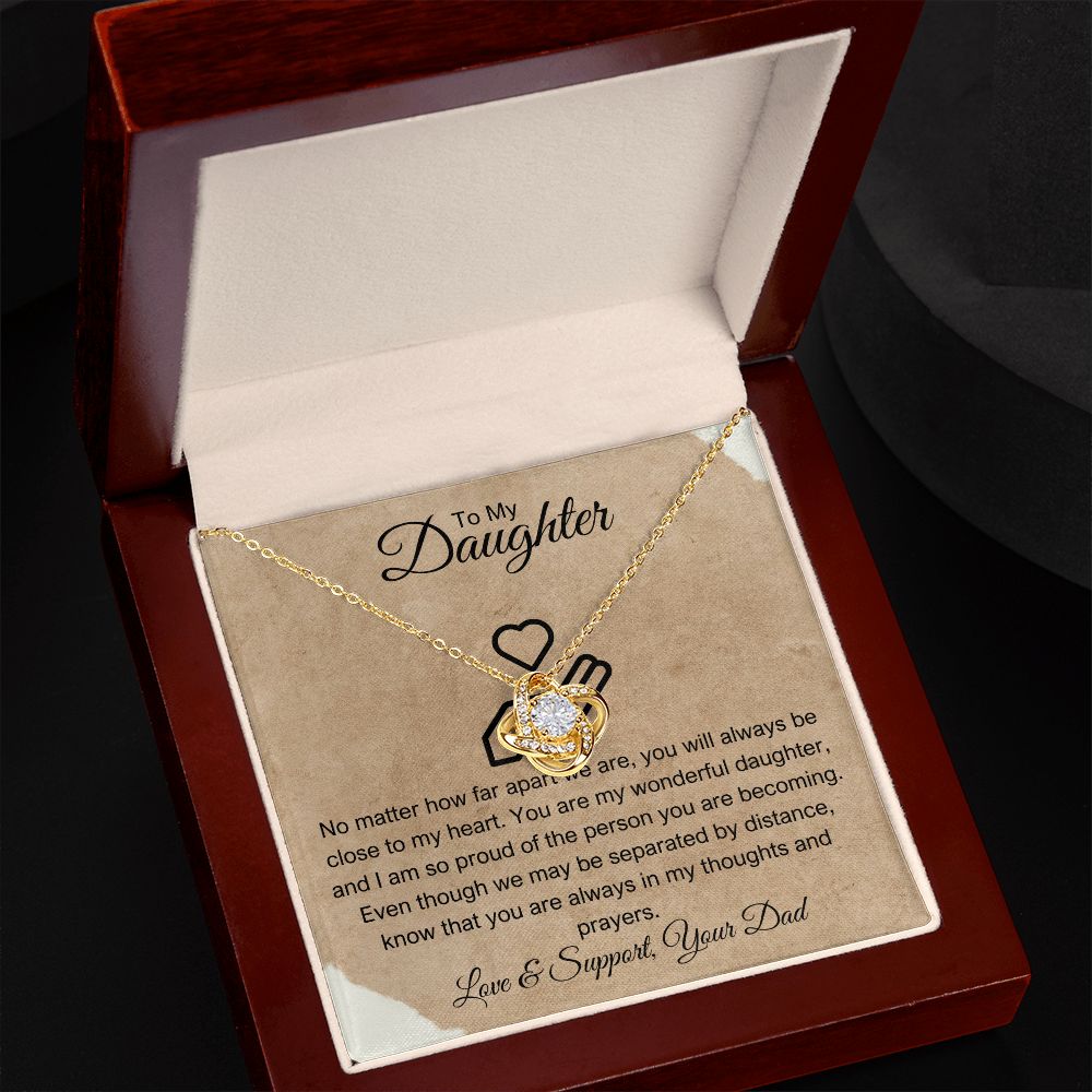 To My Daughter - Thoughts And Prayers Love Knot Necklace