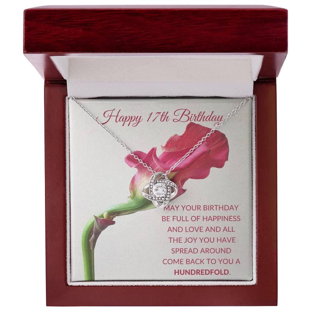 Happy 17th Birthday Gift For Her - Love Knot Necklace