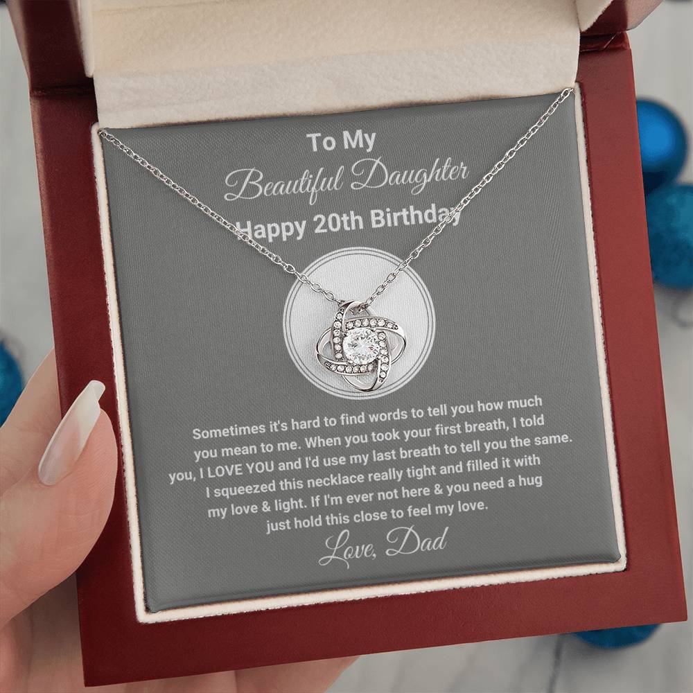 20th Birthday Gift For Daughter From Dad | Love Knot Necklace