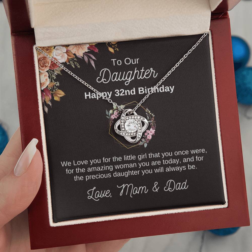 32nd Birthday Gift For Daughter From Parents | Love Knot Necklace