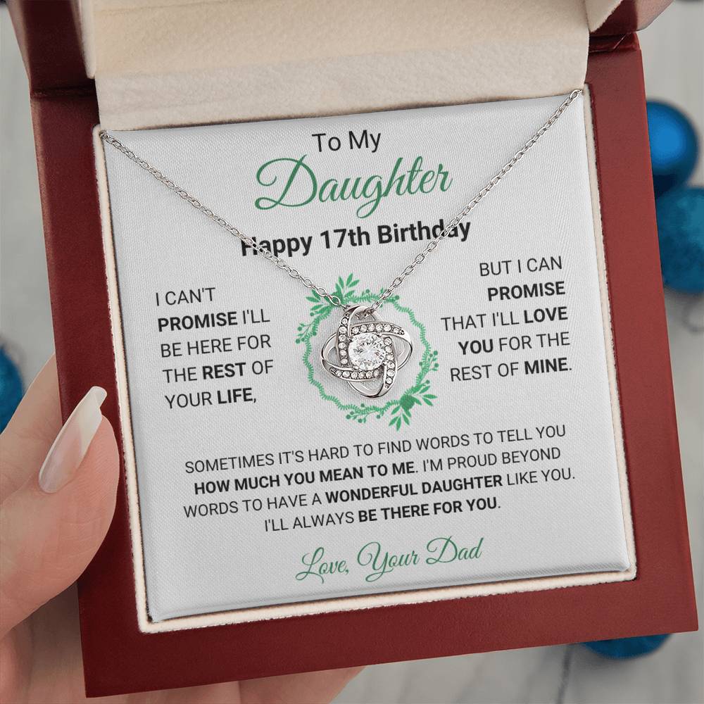 To My Daughter Gift From Dad | Happy 17th Birthday | Love Knot Necklace