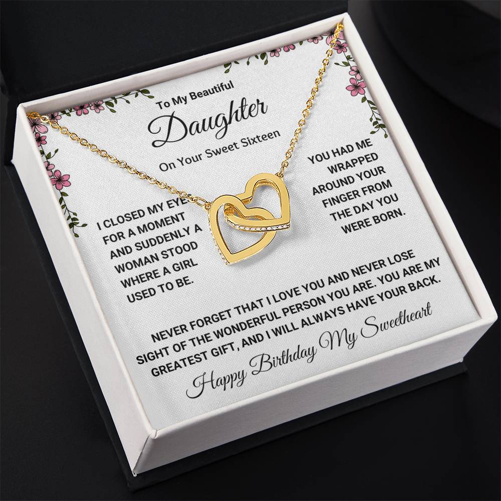 To My Beautiful Daughter Sweet Sixteen Gift | I Closed My Eyes For A Moment | Hearts Necklace
