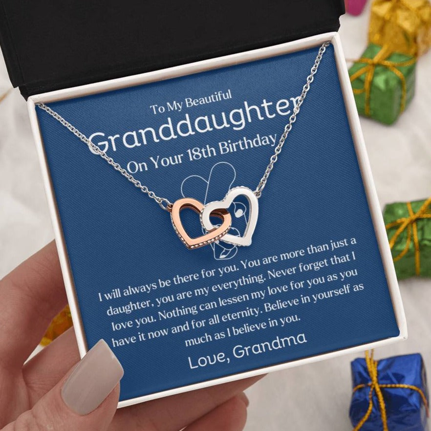 18th Birthday Gift For Granddaughter From Grandma | I Will Always Be There For You - Interlocking Hearts Necklace
