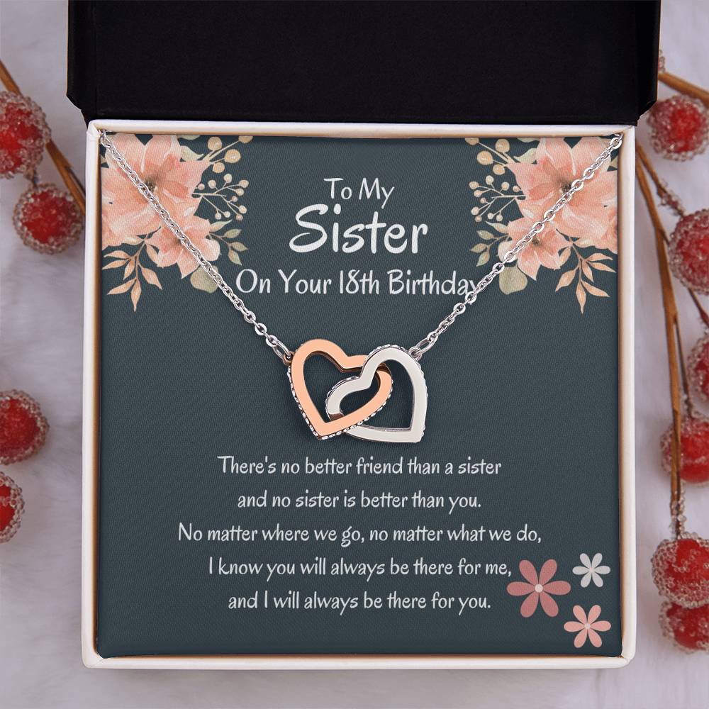 18th Birthday Gift For Sister Interlocking Hearts Necklace