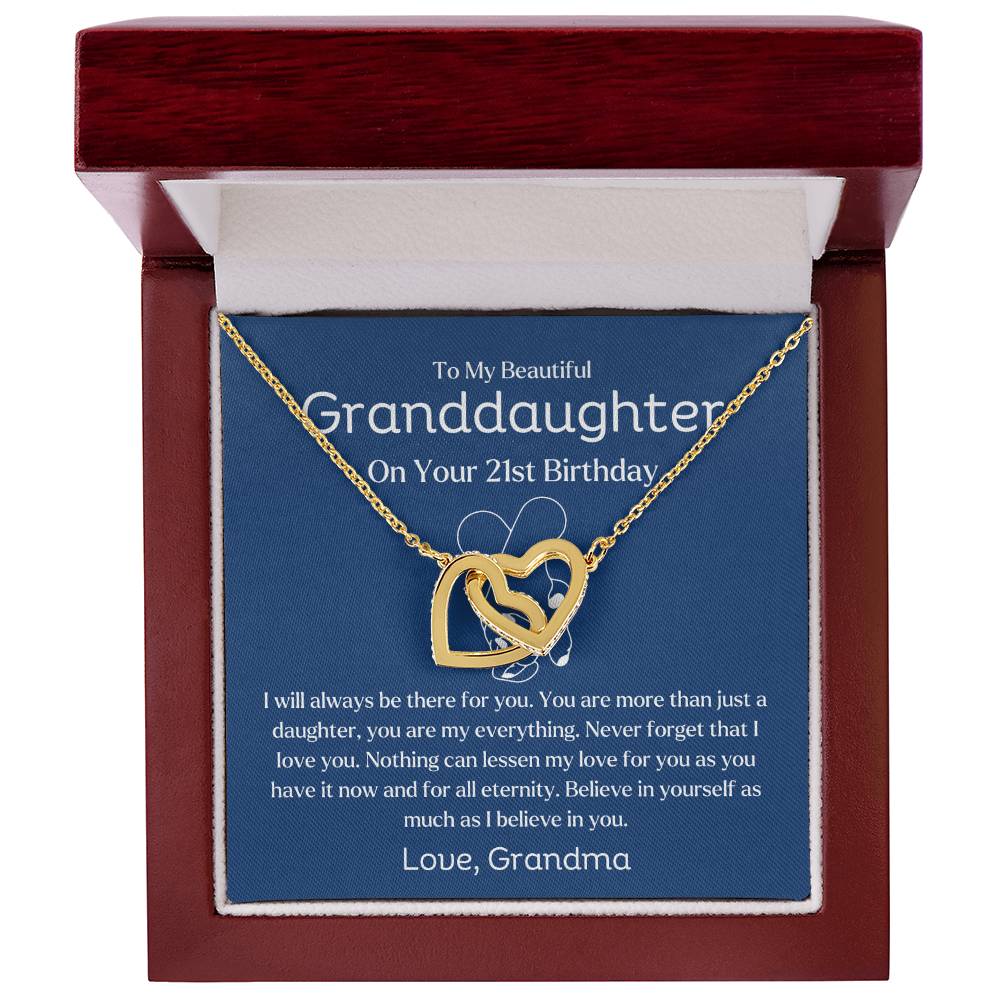 21st Birthday Gift For Granddaughter From Grandma | I Will Always Be There For You | Interlocking Hearts Necklace