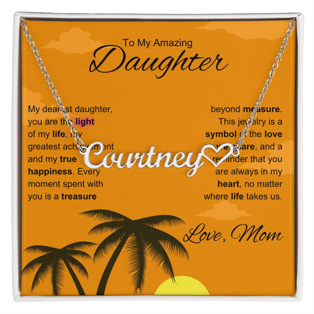 Amazing Gift for Daughter from Mom, You My True Happiness - Personalized Heart Name Necklace