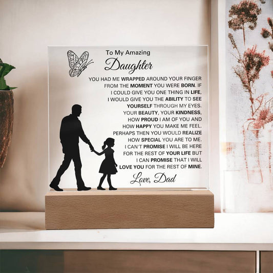 To My Amazing Daughter Gift from Father | Square Acrylic Plaque for Her